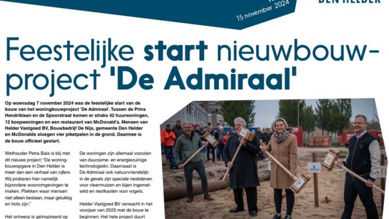 Krantenartikel over de bouw van gebouw de Admiraal