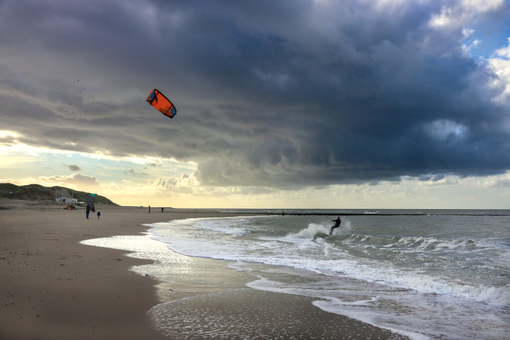 Beach with Kitesurfer Den Helder