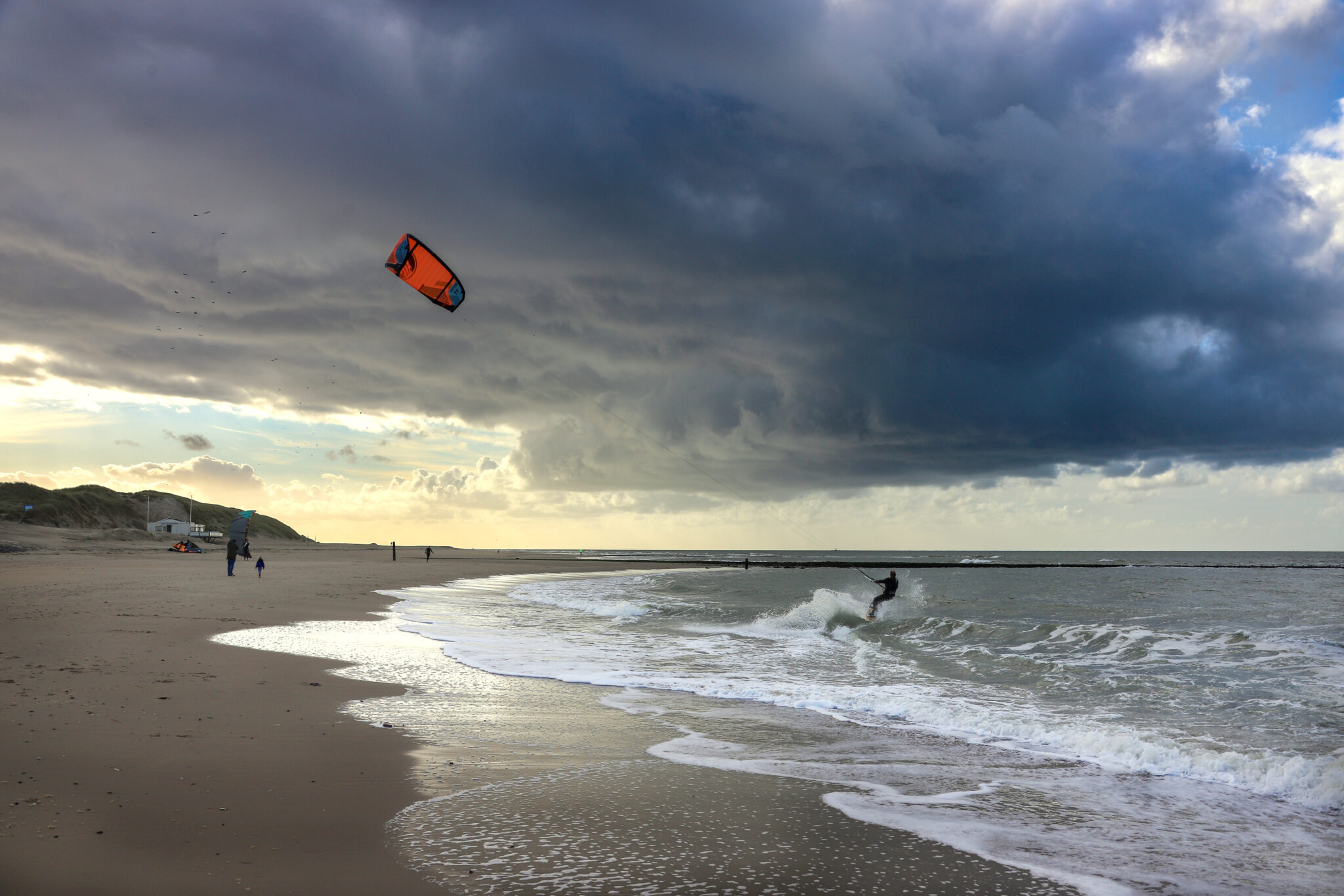 Beach with Kitesurfer Den Helder