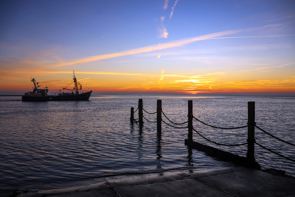 Wadden Sea at the Kuitje during sunrise