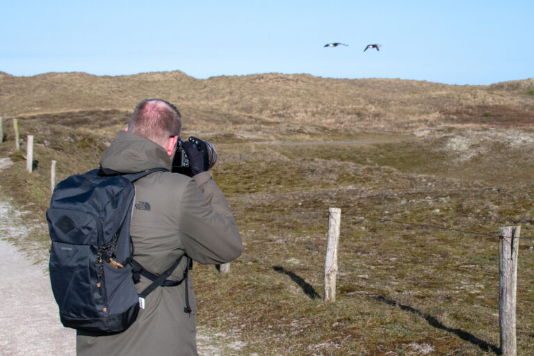 Natuurfotograaf Walter Das fotografeerd bergeenden in de Noordduinen